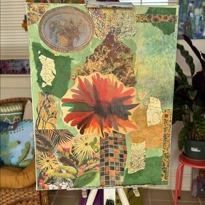 Abstract Floral Collage Art. Titled “Deco”